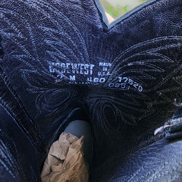 Code West Vintage Black Leather Cowboy Boots - Picture 8 of 9